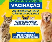 Campanha de vacinação antirrábica para cães e gatos